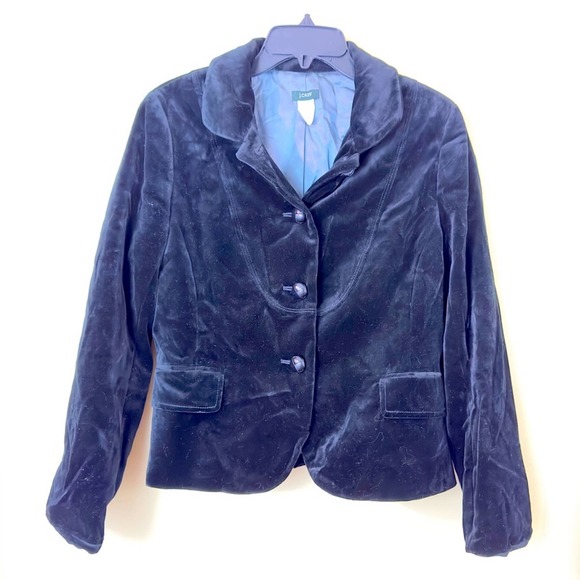 J. Crew Black Velvet Blazer Size 12 Petite - Picture 1 of 8